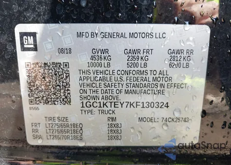 2019 Chevrolet Silverado 2500Hd Ltz z USA, uszkodzony, nr VIN 1GC1KTEY7KF130324